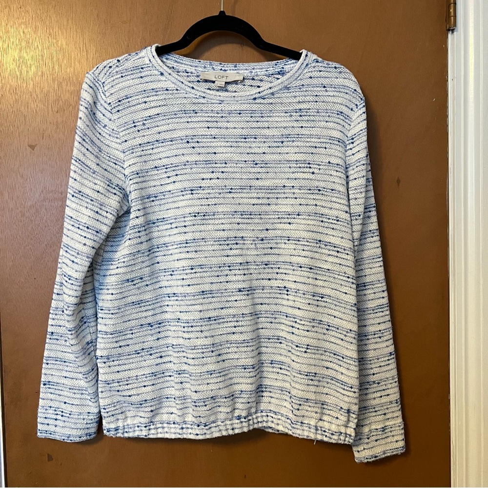Loft slub knit blue and white sweater